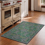 Lessymo Washable Entryway Rug 2x3, Front Door Mat Indoor Non-Slip Bathroom Small Area Rugs for Kitchen Bedroom Entry, Vintage Forest Floral Design, Forest Green