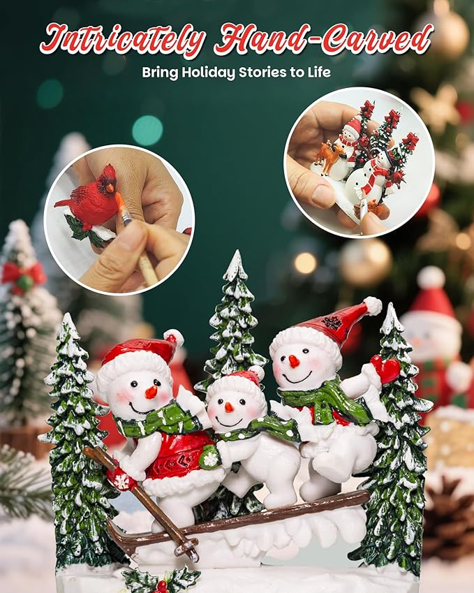 Large Christmas Snowman Snow Globe Light up Lantern with 8 Songs, 9.84" Christmas Snow Globes for Kids Adults, 6H Timer & Dual Power, Snowglobes Christmas Decorations Indoor for Home Gifts Women Men