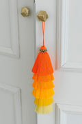 Tassellini Multi-Colored Layered Large Cotton Tassel with Hanging Loop for Furniture Décor, Home or Handbag Accessory (Red)