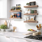 Sorbus Floating Shelves for Wall – 16 Inch Floating Shelf for Kitchen, Bedroom, Living Room, Bathroom, Home & Wall Decor - Mounted Bathroom Shelves with Invisible Brackets (Mahogany, 4 Pack)
