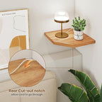 Fun Memories Corner Shelf Wall Mount, Solid Oak Wood Floating Corner Shelves with Cable Hole, 10in Rustic Design for Bedroom, Bathroom, Kitchen, Living Room (Natural, 1 Pack)