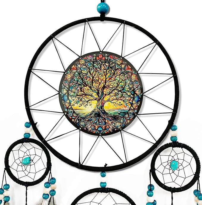 Large Dream Catchers for Bedroom Adult Brown Boho Dream Catcher Wall Decor Tree of Life Suncatcher Hanging for Boys Teen Room Decor Dorm Living Room Hanging Decoration Festival Gifts