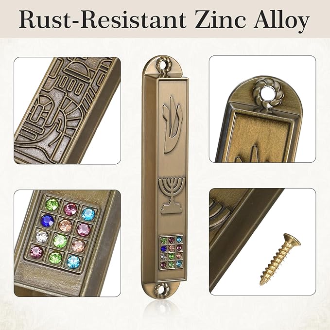 MAGICLULU 5-Pack Door Mezuzah with Kosher Scroll, Screw Mount Metal Mezuzah Case - 3.54 Inch Tall Jewish Mitzvah Mezuza Plaque for Front Doorpost Entrance, Religious Housewarming Gift