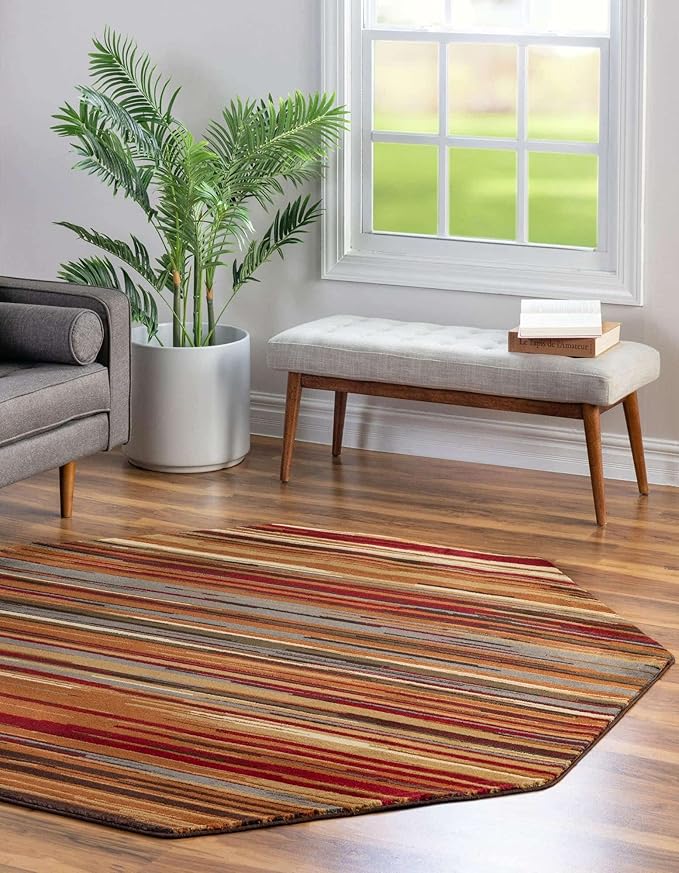 Unique Loom Barista Collection Area Rug - Icatu (7' 1" Octagon, Beige/Brown)