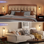 Innqoo Industrial Touch Table Lamps - 3-Way Dimmable Desk Lamps Set of 2 with USB C+A Ports and Outlet, Brown Bedside Lamps with Clear Glass Shade for Living & Bedrooms