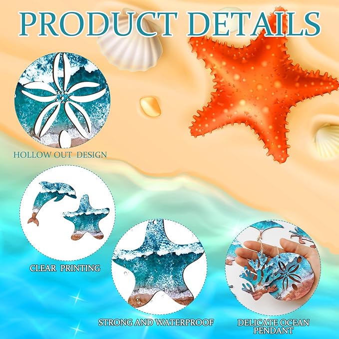 30 Pcs Summer Wooden Ornaments Ocean Beach Tree Decorations Coastal Wood Hanging Decor Beach Sea Animals Cutouts Ocean Hanging Ornaments forSummer Home Small Tree Party Office Supplies