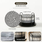 Lazebox Coasters Set of 8 for Drinks, 4 Inch Large Coasters for Coffee Table, Tabletop Protection for Hot & Cold Drinks, Versatile Coasters for Home Decor, Non-Slip & Easy to Clean, Classic Black