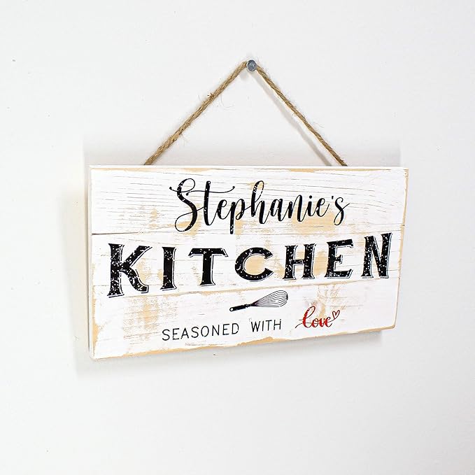 Personalized Wooden Kitchen Wall Decor, Farmhouse Last Name Signs for Home, Family Sign, Housewarming Gifts, Wedding Gift, Friends Gift - 6"x12" - White Rustic