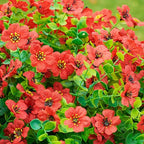 Artificial Fake Mums Plants Flowers for Outdoor Outside Fall Autumn, 12 Bundles Faux Silk Red Daisy UV Sun Resistant Look Real for Porch Patio Home Window Box Yard Planter