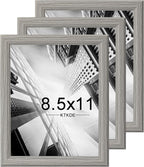 KTKDE 8.5x11 Picture Frame Set of 3,Certificate Frame Gray with Clear Plexiglass, 8.5 by 11 Picture Diploma Document Degree Frames for Wall and Tabletop,best gift