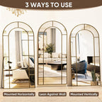Antok 78" x 38" Full Length Mirror, Floor Mirror Arched Window Decorative Mirror, Metal Framed Decor Farmhouse Floor Mirrors Art Pane Mirrors Wall Decor for Bedroom, Living Room, Entryway Black
