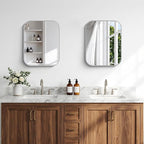 BONEWEI Silver Bathroom Mirror,16x20 inch Wall Mirror for Bathroom Wall Mounted,Rectangle Mirror for Bathroom Over Sink,Modern Frame Round Corner for Living Room,Bedroom Entryway,Horizontal/Vertical