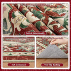 U'Artlines Red Christmas Area Rug 8x10 Large Boho Washable Soft Winter Holiday Carpet for Living Room Bedroom Dining Room Office Indoor Rugs for Xmas Decor