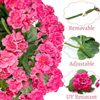 Artificial Geraniums Flowers for Outdoors Spring Decor, 4 Bundles UV Resistant Fake Geraniums Flowers Silk Faux Plants for Home Planter Gardens Table Patio Porch Indoor Cemetery Summer Decor(Pink)