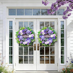 24 Inch Spring Summer Wreaths for Front Door, Luxury Hydrangea Door Wreaths for Front Door Outside All Season,Summer Door Wreath for Farmhouse French Country Home Wall Porch Decor