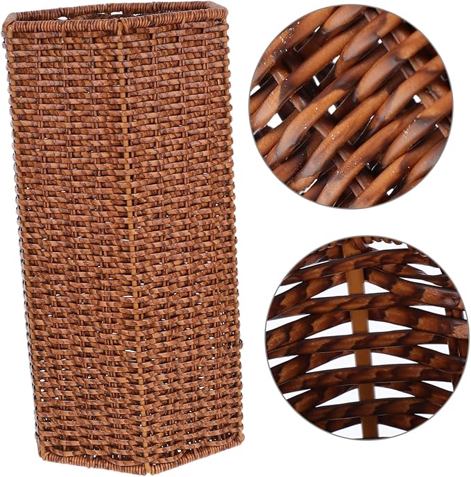 VOSAREA Indoor Umbrella Stand with Rattan Weave Design Plastic Holder for Entryway Cafes Hotels Efficient Umbrella Storage Organizer for Canes and Walking Sticks