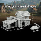 Unpainted 3D Printed Tabletop RPG Terrain–25 Scale Map Props for Trench Crusade & DND Bundle,Gable Roof Medieval Residence Scenery – Medieval Village F AF1124F