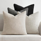 MIULEE Pack of 4 Halloween Couch Throw Pillow Covers 16x16 Inch Neutral Cream/Grey Soft Decorative Chenille Pillow Covers Farmhouse Accent Cushion Covers for Boho Home Decor Sofa Bedroom Living Room