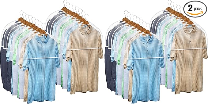 Handy Laundry Clear Vinyl Shoulder Covers - Set of 16 Garment Protectors Keep your Suits, Dresses, Blouses, & Dust Free - Protect and Store your Clothing while In and Out of Season (Pack of 2)