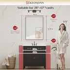Keonjinn Gold Bathroom Vanity Mirror 28” x 36” Rectangular Wall Mirror Brushed Metal Frame Rectangle Bathroom Mirror for Over Sink Modern Farmhouse Square Corner Framed Mirror(Horizontal/Vertical)
