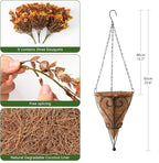 Homsunny Artificial Fsll Faux Hanging Flowers Plants Basket for Outdoor Decoration,Fake Silk Orange Mums planters UV Resistant Look Real for Home Porch Patio Yard Outside Autumn Decor (Yellow Orange)