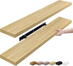Sorbus Floating Shelves for Wall - 35 Inch Long Bathroom Shelves, Wall Decor for Bedroom, Kitchen, Living Room & Book Storage - Mounted Floating Shelf with Invisible Brackets (Maple Wood, 2 Pack)