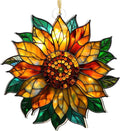 2025 Christmas Ornaments, Christmas Tree Ornaments Acrylic, Faux Stained Glass Effect White Elephant Gifts Exchange, Unique Suncatcher Xmas Stocking Stuffers for Women, Men (Sunflower)