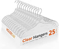 HOUSE DAY Clear Plastic Hangers 25 Pack, Durable Crystal Hangers for Clothes, Light Weight Plastic Dress Hanger for Women, Versatile 16.7‘’ Hanger for Closet and Retail Use, with 360° Swivel Hook