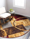 Unique Loom Barista Collection Area Rug - Kouillou (6' 1" Round, Multi/ Brown)