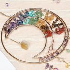 Rainbow Gemstone Dream Catcher 7 Chakras Tree of Life Moon Dream Catchers with Healing Crystal Stones Handmade Suncatcher Dreamcatcher Wall Decor for Adults Living Room,Bedroom,Garden,Bless Gift