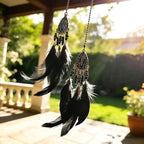 Small Dream Catcher Car Hanging Ornament, Handmade Nature Feather Boho Rear View Mirror Pendant, Car Decor Accessories Gift for Women