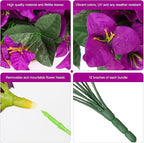 Faux Bougainvillea Artificial Flowers Plants for Outdoors Spring Decor, 4 Bundles Realistic Bougainvillea UV Resistant Faux Flowers for Outdoor Planters Porch Patio Window Garden Home, Fuchsia