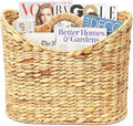 Magazines Holder - Wicker Magazine Rack, Handwoven Magazine Holders for Bathroom, Magazine Organizer for Books, Newspaper, Water Hyacinth Magazine Basket with Handle, 14x11.5x6.7inch