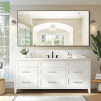 TRAHOME Bathroom Vanity Mirror for Wall, 60" x 30" Metal Framed Rectangular Bathroom Wall Mirror for Over Sink, HD Shatterproof Glass, Hangs Horizontally or Vertically(Black)