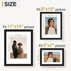 Vittanly 7 Pack Picture Frames, Picture Frames Collage Wall Decor for Wall or Tabletop Display, Multi Sizes with 1Pcs 11x14, 2Pcs 8x10 and 4Pcs 5x7 Photo Frames, Gallery Wall Frame Set in Black