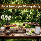2 Set Wooden Cupcake Stand for Decor, 4 Tiered Stackable Display Risers, Farmhouse Decor Wood Dessert Table Display Set for Party, Vendor Events, Dark Brown