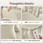 California Design Den Deep Pocket King Sheets Set - Luxury 600 Thread Count 100% Cotton Sateen, King Size Sheet Set, All Around Elastic, Snug Fit, Hotel Quality Bedding - Ivory (Warm Cream)