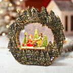 Christmas Snow Globe Lantern Water Glittering Globe with Caroling Family 8 Music Songs & 6H Timer Christmas Snow Globes USB & Battery Operated for Christmas Festival Decorations Gifts (Bridge-Family)