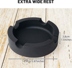 Outdoor Cigar Ashtrays Unbreakable Large Round Ring Gauge Silicone Ashtrays for Patio/Outside/Indoor/Home Decor with 4 Rest Cigar Holder Ash Tray Minimalistic