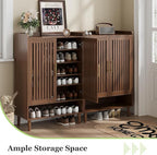 Shoe Cabinet, Large 6-Tier Shoe Storage Cabinet with Louvered 2 Doors, 44" Tall Freestanding Entryway Shoe Cabinet with Adjustable Shelves, Modern Shoe Organizer Cabinet, Shoe Rack Cabinet (Walnut)