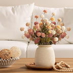 Ceramic Flower Vase, 7.48 Inch White Rustic Farmhouse Decorative Vase Pottery Wide-Mouth Vases for Home Decor Table Living Room Entryway Mantel Bookshelf Bedroom Bathroom Kitchen