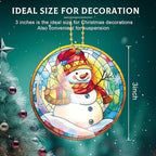 Vercraft 6 Pcs Christmas Tree Hanging Ornament Stained Glass Style Christmas Tree Decoration Xmas Round Window Hanging Art Santa Claus Acrylic Ornament Decorations Gifts (Retro)