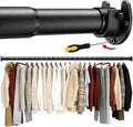 Closet Rods for Hanging Clothes with Screwdriver, 17 to 28 Inch Stepless Adjustable Closet Rod Heavy Duty, 1.3 Inch Clothes Hanging Rod Metal Closets Pole Bar for Wardrobes Laundry Bathroom RV, Black