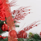 SLK 16-Pack Artificial Glitter Berry Stem Ornaments, Christmas Decorative Glittery Twigs, Picks, Branches for Tree, Wreath, Small Vase, Party (Red)