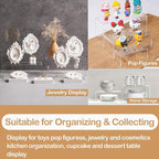 MerryNine Acrylic Risers Display Stands, 8 Pcs 2 Set Clear Acrylic Shelves, Plastic Display Risers for Retail, Vinyl Figures, Cupcake, Jewelry, Dessert Display, No Assembly, Scratch-Resistant (Rectangular-4mm-8pcs)