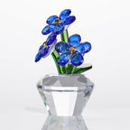 Qianwei Blue Forget Me Not Crystal Flowers - Sympathy Glass Flowers Collectible Figurines Decor Paperweight Ornament Home Office Table Desk Decorations