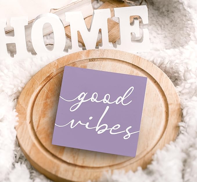 SRADMO Botanical Eucalyptus Leaves Wood Box Sign Desk Decor, Rustic Eucalyptus Leaves Wooden Block Box Sign Decoration For Home Office Shelf Table Decor (Purple)