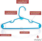 Sharpty Kids Plastic Hangers, Children's Hangers for Baby, Toddler, and Child Clothes - Everyday Standard Use - Ideal for Boys and Girls Closet, Clothing, Pants, Coats, and More - Blue, 40 Pack