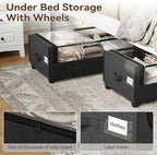 Under Bed Storage With Wheels, XXXXL Large Underbed Storage Organizer, 90L Capacity, for Shoes, Clothes, Blankets, Bedding