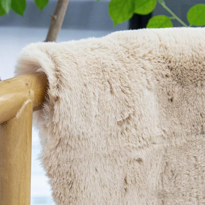 Washable Area Rug 6x9 Rugs for Living Room Camel Plush Faux Bunny Fluffy Fur Rugs for Bedroom Large Shag Nursery Rugs